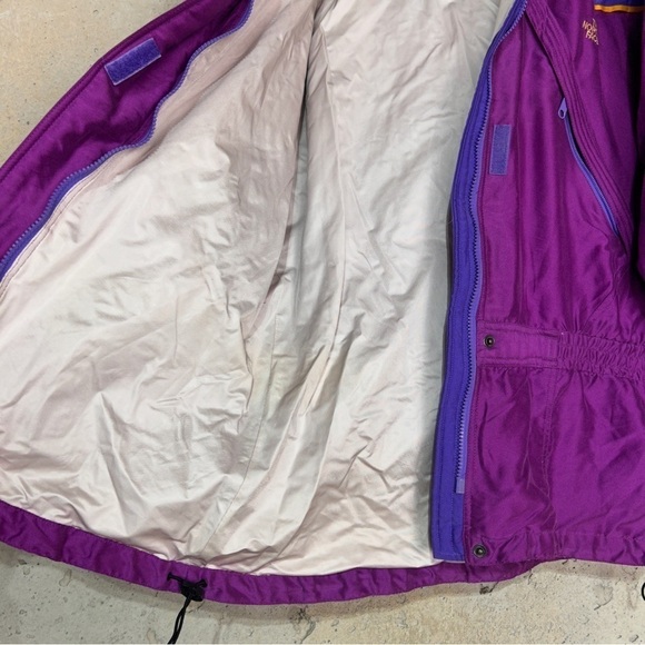 Vintage 90s north face gore Tex purple yellow elastic waist hooded coat large - Picture 9 of 11